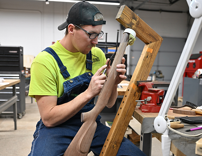 Gunsmith Technology student working on firearm projects